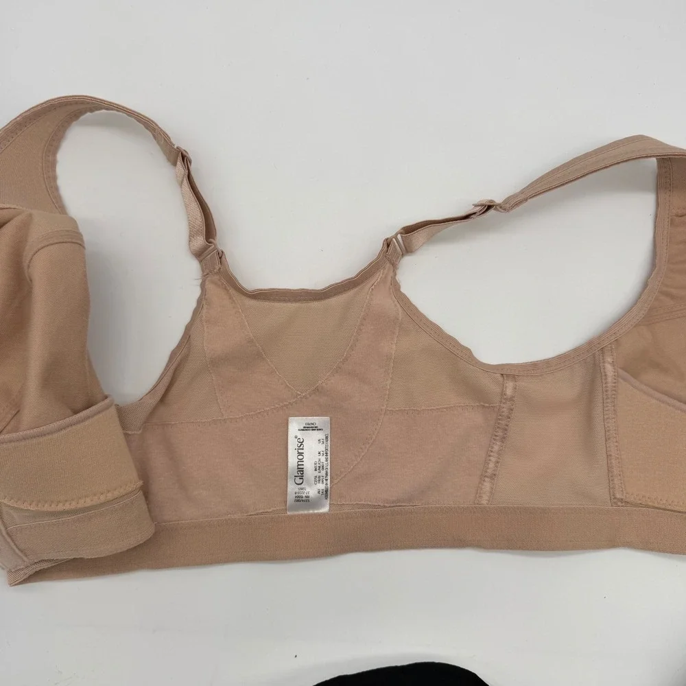Glamorise MagicLift Front-Close Posture Support Wirefree Bra 36F Cafe 1265